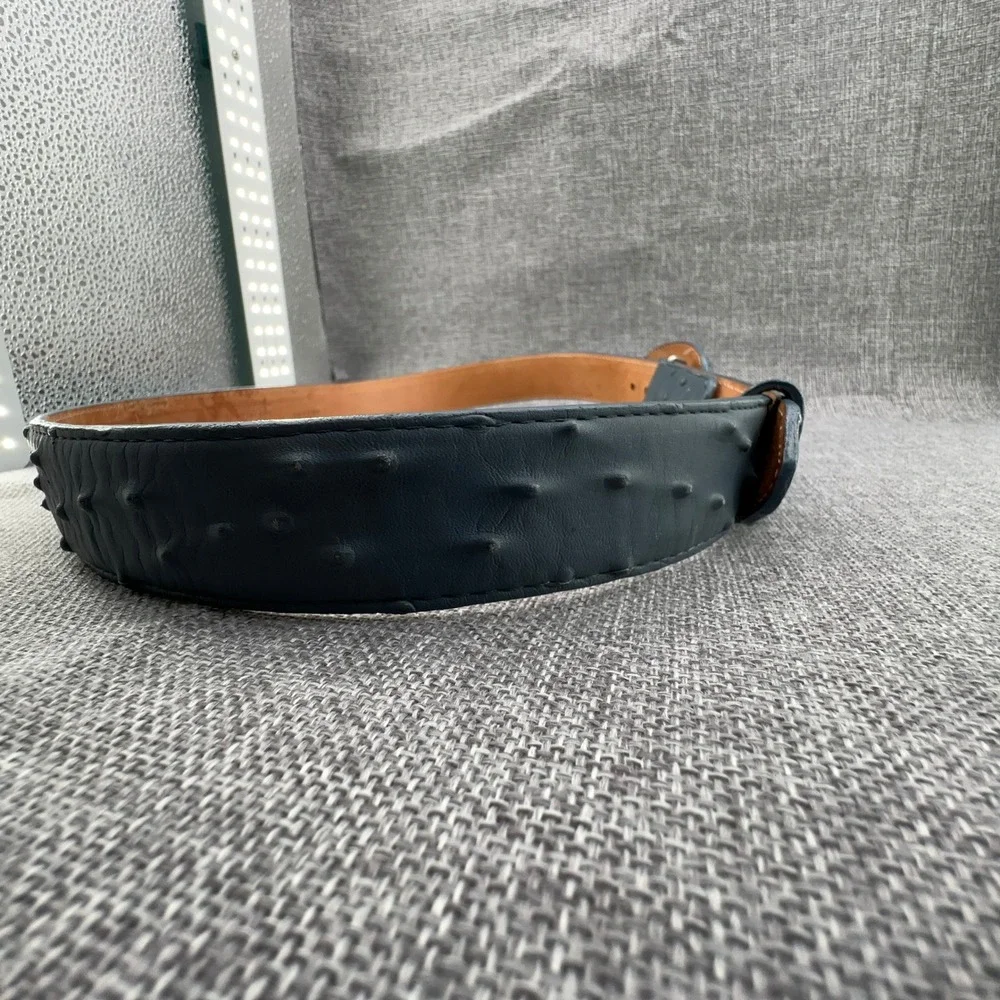 Los Altos Boots Ostrich Belt Mens Size 42 Blue Full Quill Western Leather READ